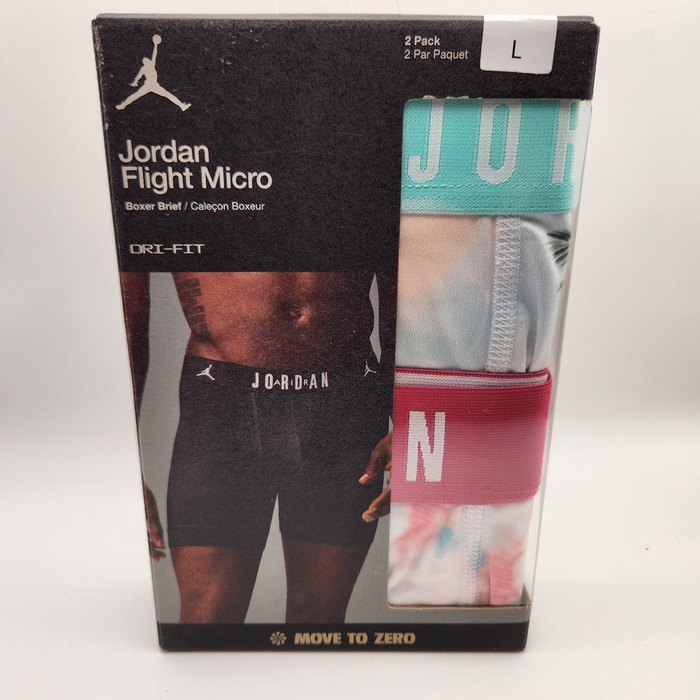 Air Jordan Flight Micro Dri-FIT Boxer Briefs Men's Large 2-Pack White/Colorful